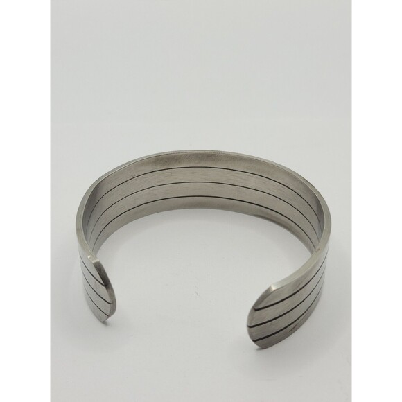 Silver Tone Cuff Bracelet with Black - Picture 6 of 6
